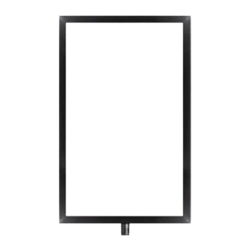 Black portrait sign frame on the narrow spigot that fits the top of a rope stanchion.