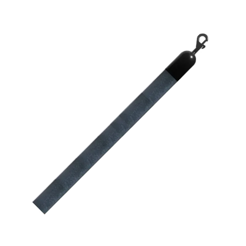 Slate grey velvet rope set on a diagonal, with a black end fitting and snap hook.