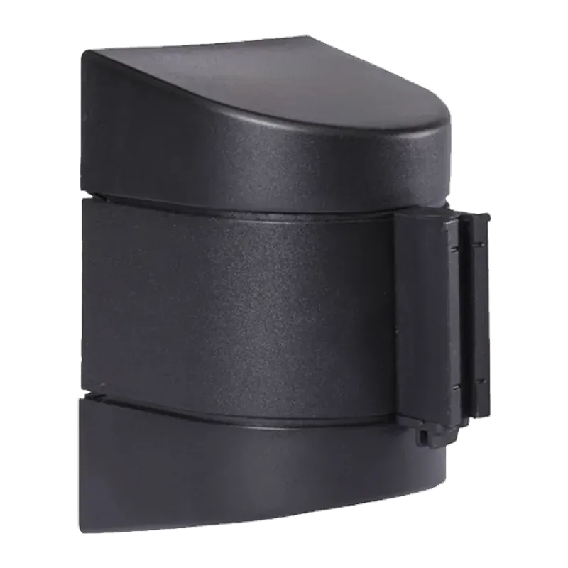 Black wall mounted belt cassette seen from the front corner, deeper than the standard unit to hold a longer belt.