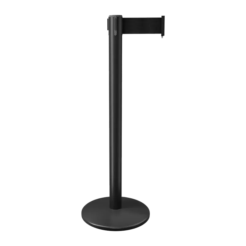Black belt stanchion fitted with an extra-wide retractable belt.
