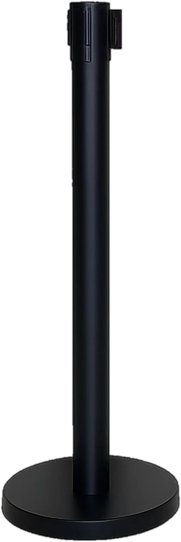 A black retractable belt stanchion